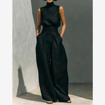 💥Last-day sale-Top & Wide-Leg Pant 2-Piece Set