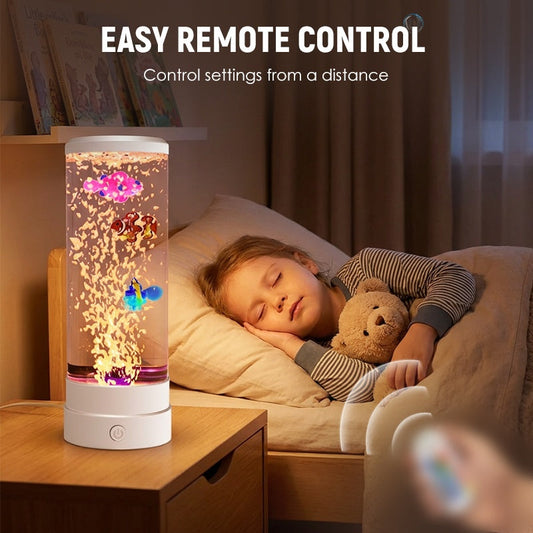 🐟 50% OFF NOW! 💧 LED Fish Aquarium Bubble Lamp – 7-Color LED & Remote Control – USB/Battery Powered & Zen Ambience 🏠