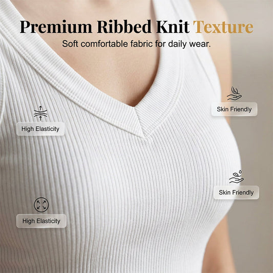 ⛱️Last Day Special Price OFF!!💞Women's V-Neck Ribbed Knit Tank Top