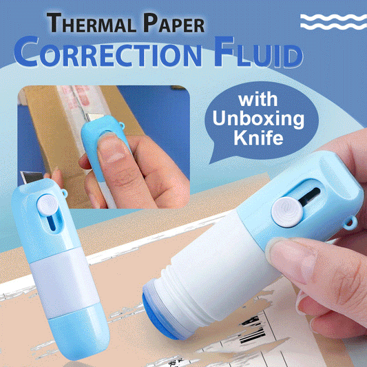 🏆LAST DAY SALE⚡BUY 1 GET 1 FREE⚡Thermal Paper Correction Fluid with Unboxing Knife