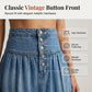 👗 Tiered Denim, Flattering A-Line Shape | Women's High-Waist Button Maxi Skirt