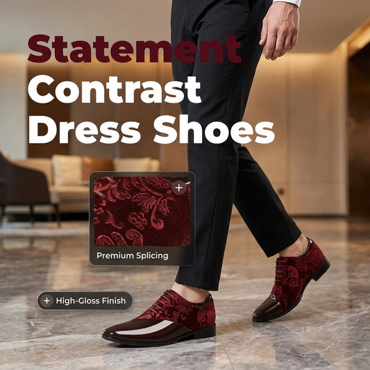 🌞Summer Sale: 50% Off!🤵Luxury Men's Contrast Dress Shoes - High-Gloss & Premium Texture - Perfect for Weddings & Galas - Ergonomic Comfort - The Ultimate Statement Shoe