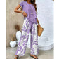 ⏳Time-Limited Special 50% OFF⏰Women's Two-Piece Leaf Print Wide-Leg Pants Set