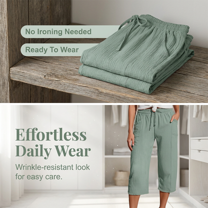 ⏰🔥LIMITED TIME 50% OFF! 👖 Women’s Solid-Color Pleated Cotton-Linen Cropped Pants – Lightweight, Breathable & Perfect for Casual Summer Outfits ✨🌿