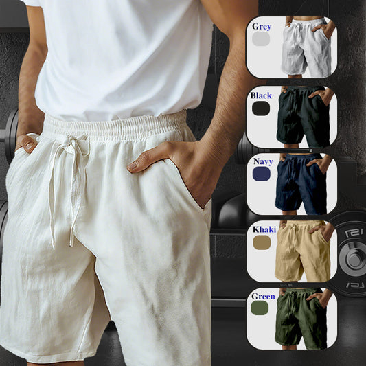 ⏰🔥LIMITED TIME 50% OFF! 🌿 Men’s Elastic Drawstring Cotton-Linen Shorts (S-3XL) – Lightweight, Breathable & Perfect for Summer Casual Wear ✨☀️