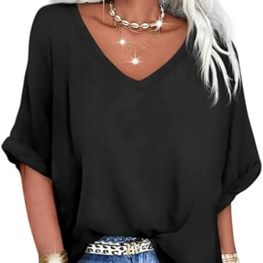🥳SUMMER HOT SALE🥳💞50K+ SOLD!💥50% OFF! 🔥Women's Casual Loose V-Neck Top