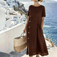 ⏰🔥LIMITED TIME 50% OFF! 👗 Women’s Casual Midi Dress with Irregular Buttons – Stylish, Comfortable & Perfect for Everyday Wear ✨🌸