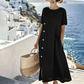 ⏰🔥LIMITED TIME 50% OFF! 👗 Women’s Casual Midi Dress with Irregular Buttons – Stylish, Comfortable & Perfect for Everyday Wear ✨🌸