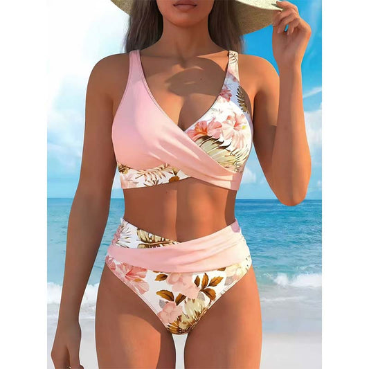 🏆LAST DAY SALE 50% OFF🔥Women's Floral Print High Waist Bikini Set