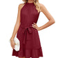 ⏰🔥50% OFF – Sleeveless Halter Neck Ruffle Hem Dress – Elegant, Flowy & Perfect for Summer 🌸☀️