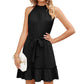⏰🔥50% OFF – Sleeveless Halter Neck Ruffle Hem Dress – Elegant, Flowy & Perfect for Summer 🌸☀️