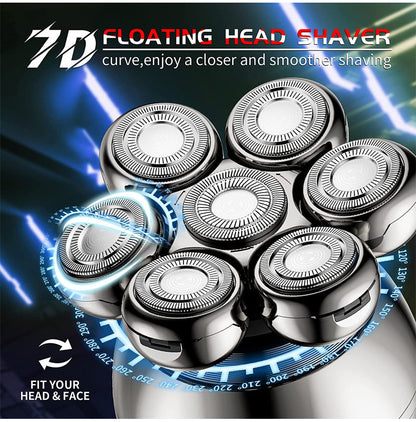 💪7D Floating Shaver Set | 5-in-1 Multifunctional⚡ Wireless Charging + LED Battery Indicator🚿 Wet/Dry Use · Washable🪐 Portable for Travel