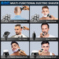 💪7D Floating Shaver Set | 5-in-1 Multifunctional⚡ Wireless Charging + LED Battery Indicator🚿 Wet/Dry Use · Washable🪐 Portable for Travel