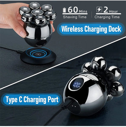 💪7D Floating Shaver Set | 5-in-1 Multifunctional⚡ Wireless Charging + LED Battery Indicator🚿 Wet/Dry Use · Washable🪐 Portable for Travel