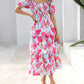 🔥Summer Hot Sale 50% OFF💃Women's Floral Square Neck Puff Short Sleeve Smocked Tiered Dress