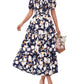 🔥Summer Hot Sale 50% OFF💃Women's Floral Square Neck Puff Short Sleeve Smocked Tiered Dress
