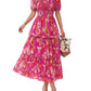 🔥Summer Hot Sale 50% OFF💃Women's Floral Square Neck Puff Short Sleeve Smocked Tiered Dress