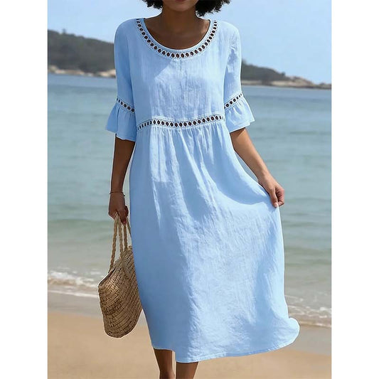 ⏳Time-Limited Special 50% OFF⏰Women's Eyelet Flared Sleeve Midi Dress