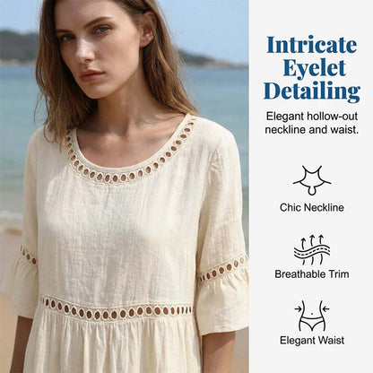 ⏳Time-Limited Special 50% OFF⏰Women's Eyelet Flared Sleeve Midi Dress