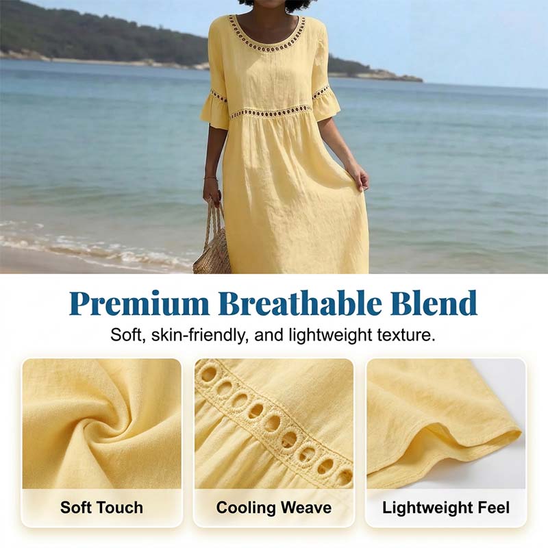 ⏳Time-Limited Special 50% OFF⏰Women's Eyelet Flared Sleeve Midi Dress