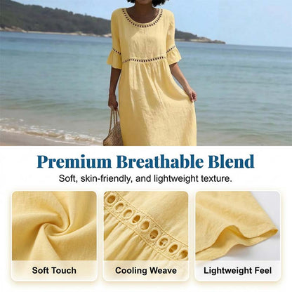 ⏳Time-Limited Special 50% OFF⏰Women's Eyelet Flared Sleeve Midi Dress