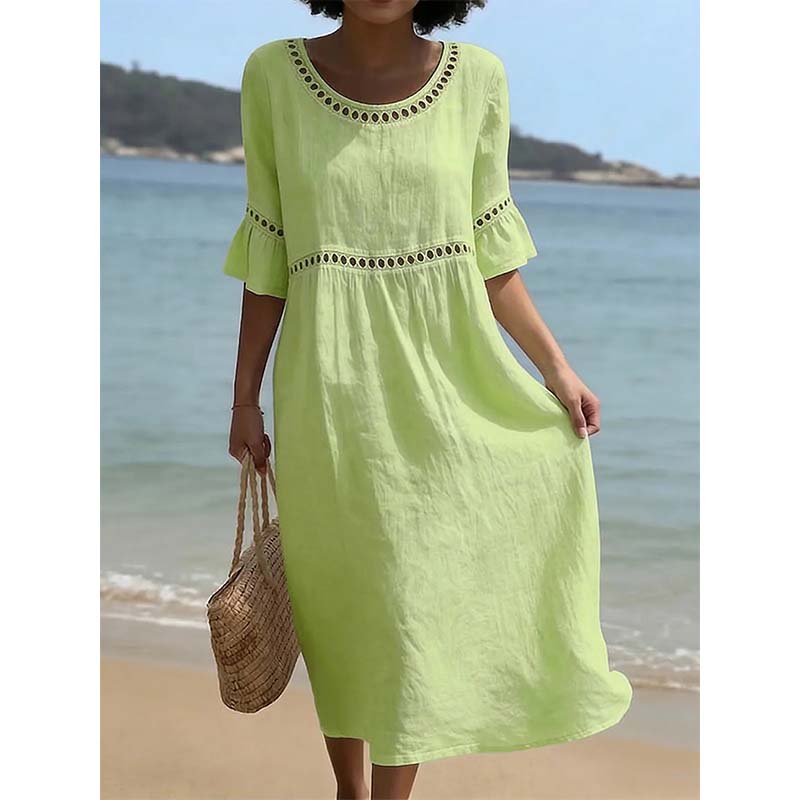 ⏳Time-Limited Special 50% OFF⏰Women's Eyelet Flared Sleeve Midi Dress