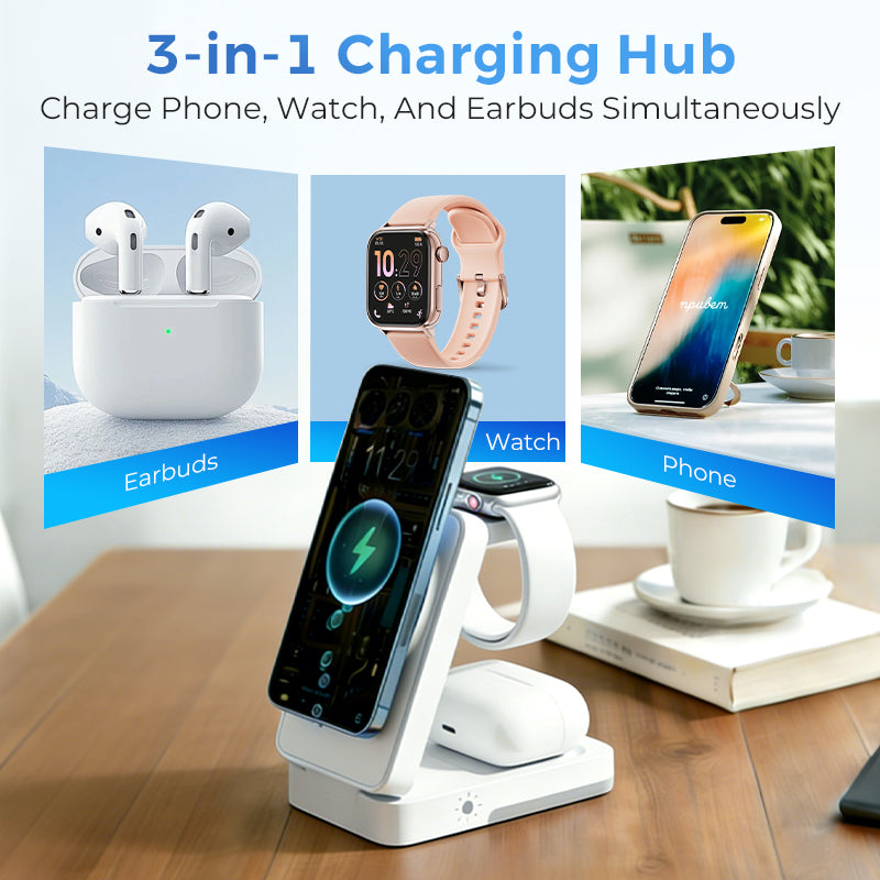 🔥LAST DAY SALE - 50% OFF🔥3-in-1 Foldable Magnetic Wireless Charging Stand
