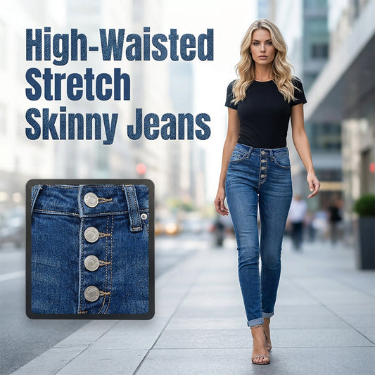 🥳2026 HOT SALE 50% OFF🥳Women's High-Waisted Multi-Button Skinny Jeans