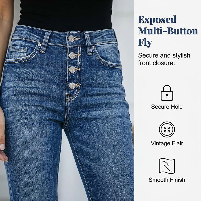 🥳2026 HOT SALE 50% OFF🥳Women's High-Waisted Multi-Button Skinny Jeans