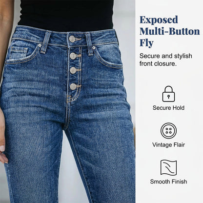 🥳2026 HOT SALE 50% OFF🥳Women's High-Waisted Multi-Button Skinny Jeans