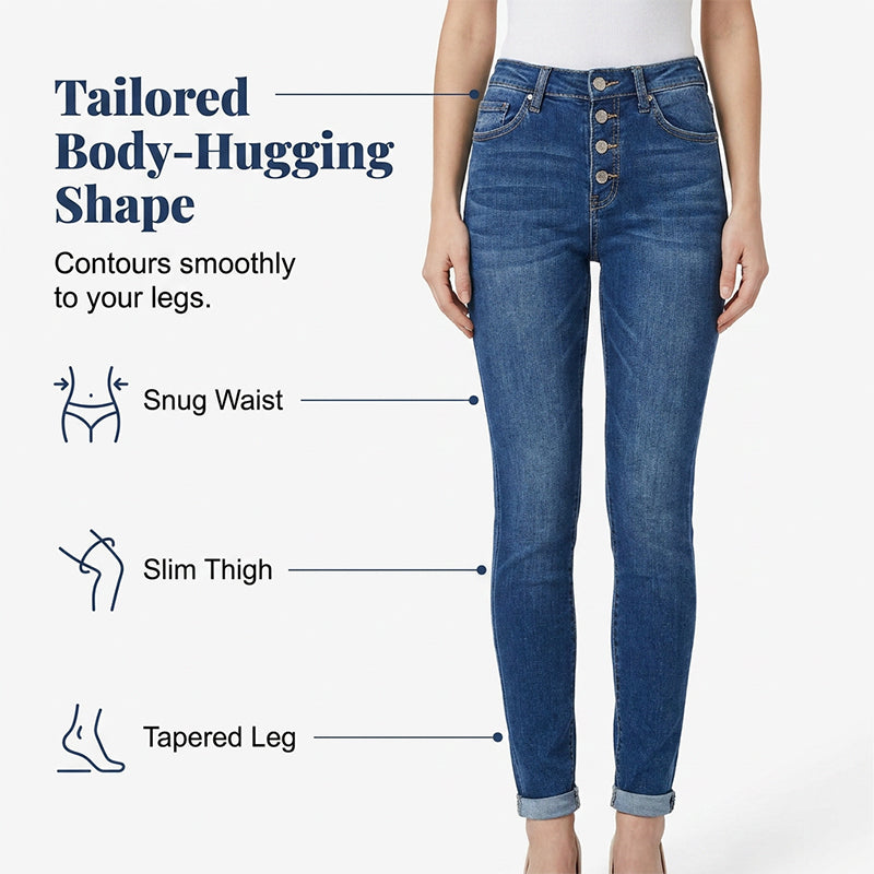 🥳2026 HOT SALE 50% OFF🥳Women's High-Waisted Multi-Button Skinny Jeans