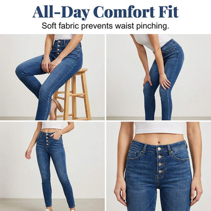 🥳2026 HOT SALE 50% OFF🥳Women's High-Waisted Multi-Button Skinny Jeans