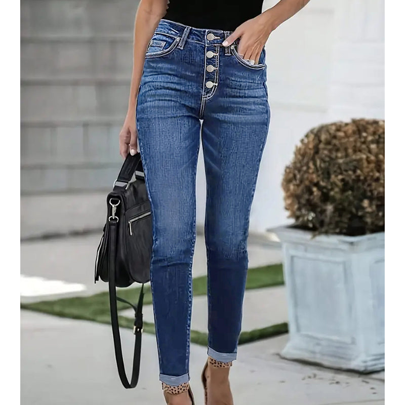 🥳2026 HOT SALE 50% OFF🥳Women's High-Waisted Multi-Button Skinny Jeans