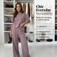 ✨ Effortless Comfort | Women's Relaxed Top & Wide-Leg Pants 2-Piece Set