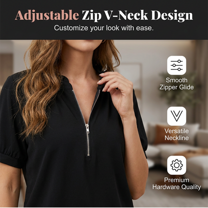 🌸 LIMITED-TIME 50% OFF! ✨ Women's 2-Piece Ribbed Outfit – Zip Top, Ruffle Skirt, Casual 🧶
