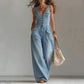 👖 LIMITED-TIME 50% OFF! 💥Women's Denim Jumpsuit – Sleeveless, V-Neck, Wide-Leg 💫