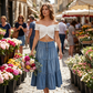 👗 Tiered Denim, Flattering A-Line Shape | Women's High-Waist Button Maxi Skirt