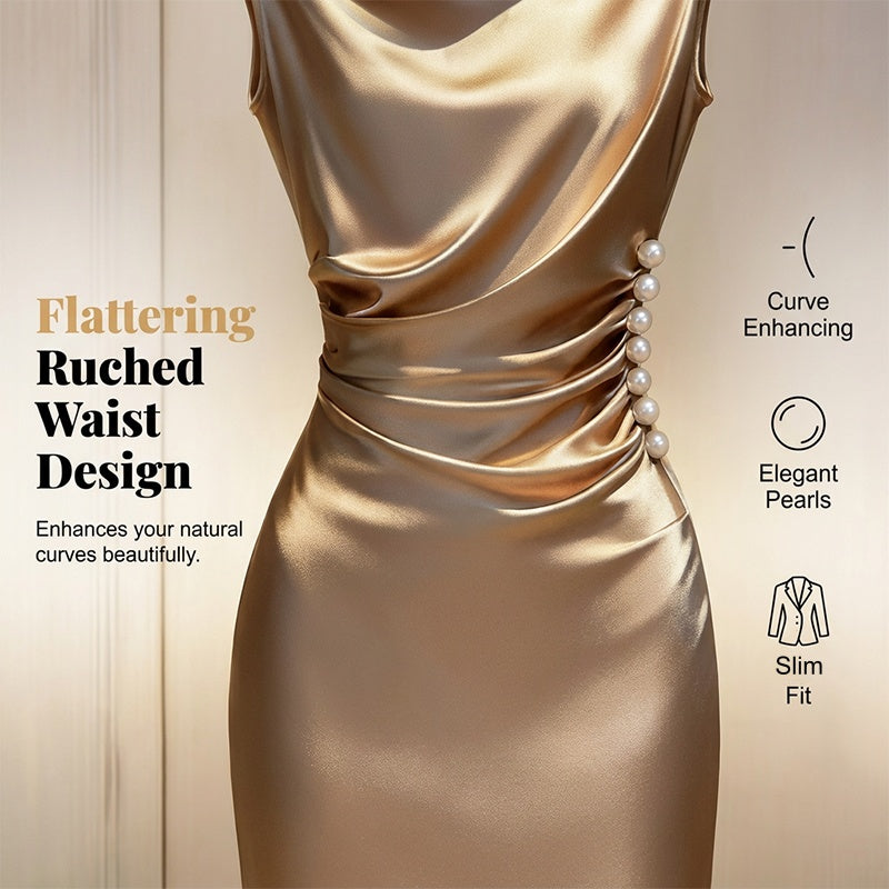 📢📢50% OFF !! ⏰ Women’s Sleeveless Cowl Neck Midi Dress – Elegant, Chic & Effortless ✨