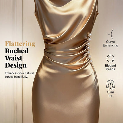 📢📢50% OFF !! ⏰ Women’s Sleeveless Cowl Neck Midi Dress – Elegant, Chic & Effortless ✨