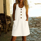 🌸Women's Solid Color U-Neck Sleeveless Cotton Linen Dress - Lightweight, Breezy & Ridiculously Comfy 💛