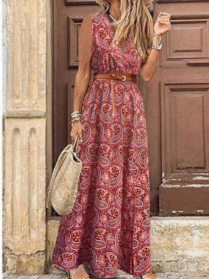 🏆LAST DAY SALE 50% OFF🔥Holiday Leisure Paisley Print Sleeveless Dress