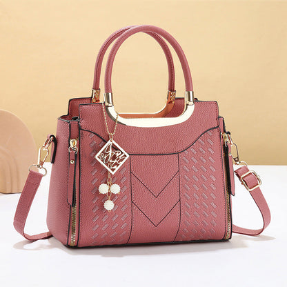 🥳New Arrival 50% OFF👜Women's V-Stitched Satchel – Gold Hardware, Multi-Compartment, Top-Handle 🌸