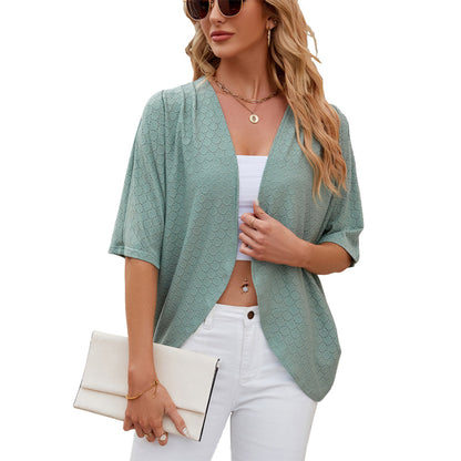Open-Front Half-Sleeve Cardigan 🧥✨ – Minimalist Solid Colour, Lightweight, S-2XL