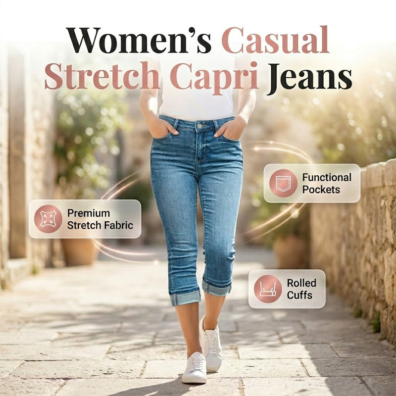 🎁 Hot Sale 50% OFF 🔥Women's Casual High Waist Stretch Capri Jeans