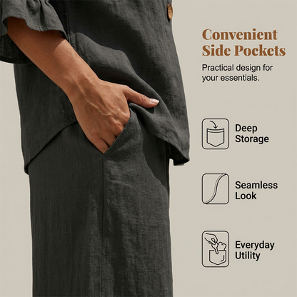 👚👖 Women's Set with Ruffled Top and Wide-Leg Trousers – Elegant & Comfortable ✨
