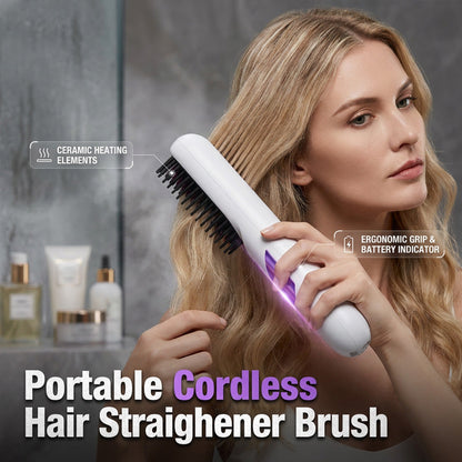 🔥Limited-time offer- 50% OFF🔥Cordless Ceramic Hair Straightener Brush