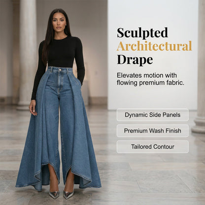 🔥Hot Sale 50% OFF🔥Women's High-Waist Wide-Leg Jeans with High-Low Hem