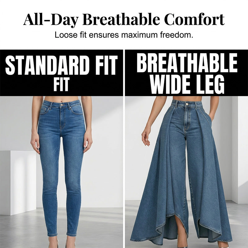 🔥Hot Sale 50% OFF🔥Women's High-Waist Wide-Leg Jeans with High-Low Hem