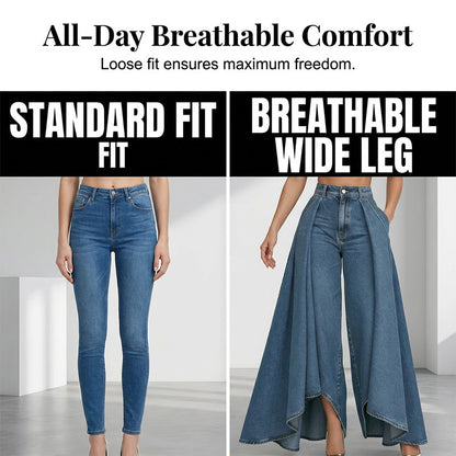 🔥Hot Sale 50% OFF🔥Women's High-Waist Wide-Leg Jeans with High-Low Hem