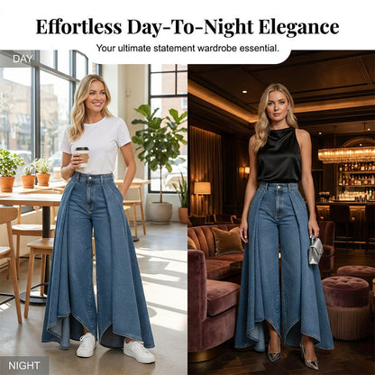 🔥Hot Sale 50% OFF🔥Women's High-Waist Wide-Leg Jeans with High-Low Hem